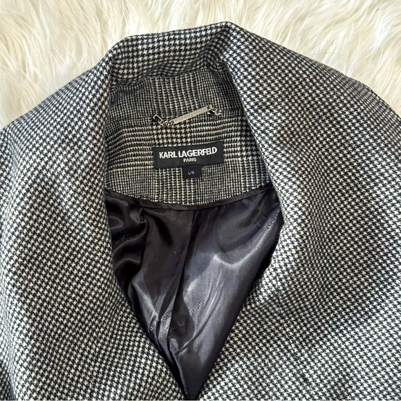 KARL LAGERFELD PARIS Women's Houndstooth Wrap Coat - Picture 7 of 9
